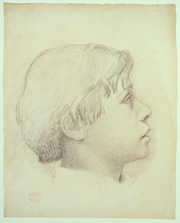 René de Gas, 1855, black chalk heightened with traces of white chalk on ivory paper